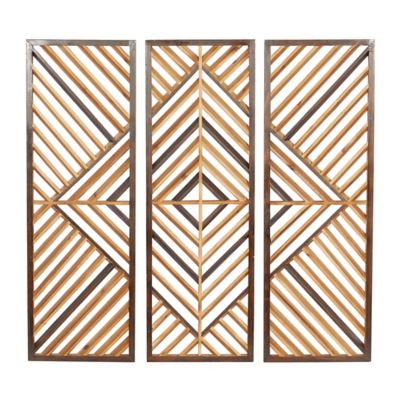 Image showing  Brown Wood Contemporary Geometric Wall Decor, 12 in., 35 in., 3 pc.