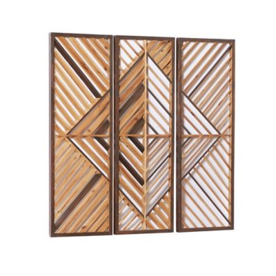 Image showing  Brown Wood Contemporary Geometric Wall Decor, 12 in., 35 in., 3 pc.