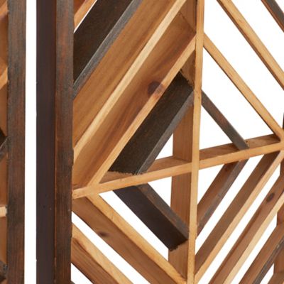 Image showing  Brown Wood Contemporary Geometric Wall Decor, 12 in., 35 in., 3 pc.