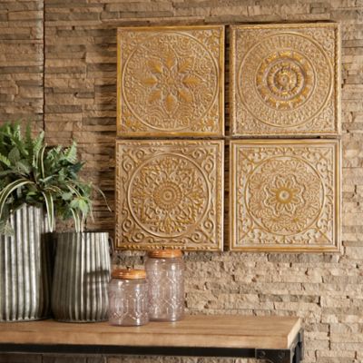 Harper & Willow Gold Metal Eclectic Ornamental Wall Decor, 17 in., 17 in., 4 pc.
