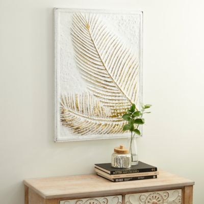 Harper & Willow Gold Metal Contemporary Leaves Wall Decor, 23 in. x 1 in. x 31 in.