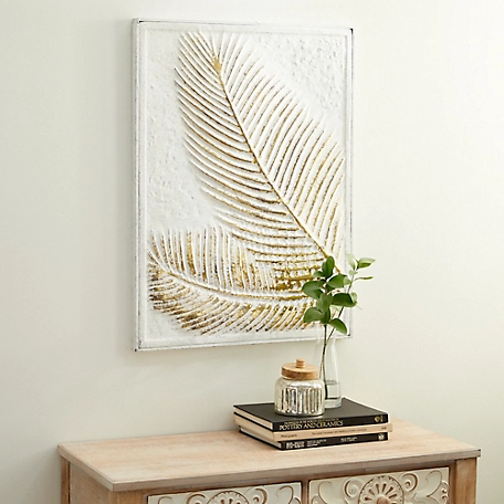 Harper & Willow Gold Metal Contemporary Leaves Wall Decor, 23 in. x 1 in. x 31 in.