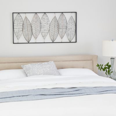 Harper & Willow Black Metal Leaf Framed Wall Decor, 46 in. x 22 in.