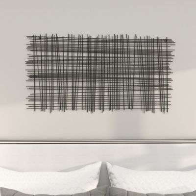 Harper & Willow Black Metal Contemporary Abstract Wall Decor, 47 in. x 1 in. x 25 in.