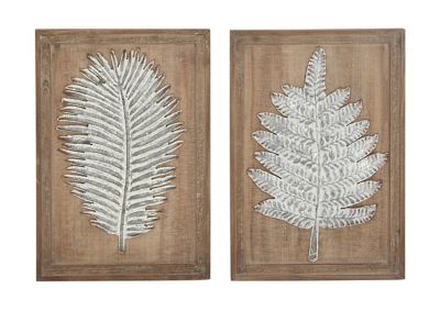 Image showing  Brown Wood Contemporary Leaves Wall Decor, 15 in., 20 in., 2 pc.