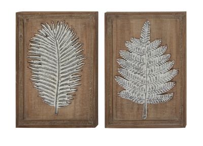 Image showing  Brown Wood Contemporary Leaves Wall Decor, 15 in., 20 in., 2 pc.