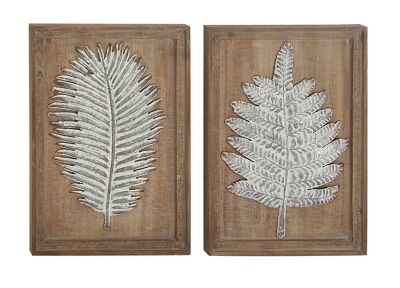 Image showing  Brown Wood Contemporary Leaves Wall Decor, 15 in., 20 in., 2 pc.
