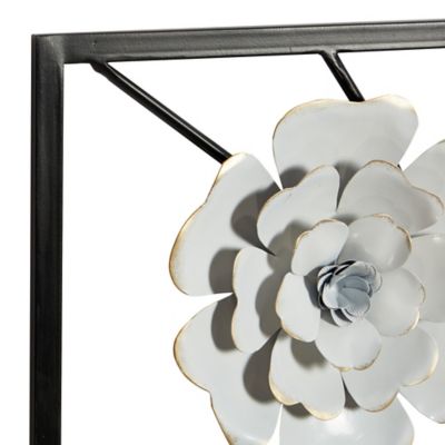 Image showing  White Metal Contemporary Flowers Wall Decor, 2 pc.