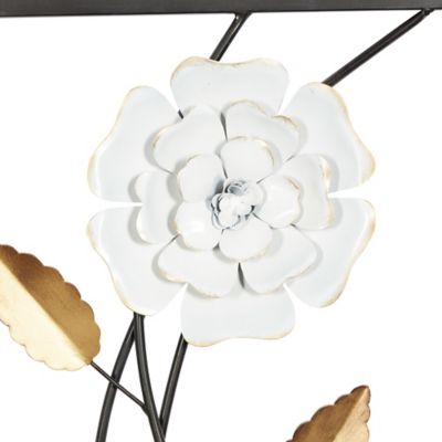 Image showing  White Metal Contemporary Flowers Wall Decor, 2 pc.