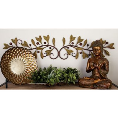 Harper & Willow Green Metal Leaf Wall Decor, 48 in. x 11 in.