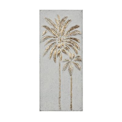Image showing  Gold Metal Coastal Flowers Wall Decor, 14 in. x 33 in.