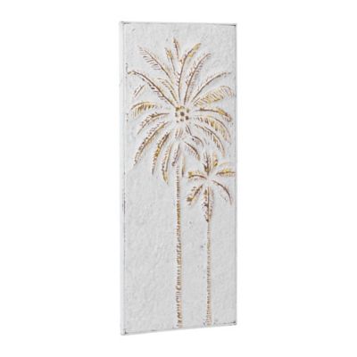 Image showing  Gold Metal Coastal Flowers Wall Decor, 14 in. x 33 in.