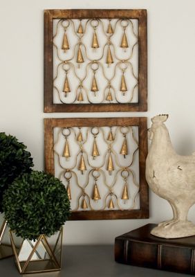 Harper & Willow Brown Mango Wood Farmhouse Abstract Wall Decor, 16 in., 16 in., 2 pc.