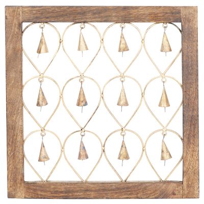 Image showing  Brown Mango Wood Farmhouse Abstract Wall Decor, 16 in., 16 in., 2 pc.