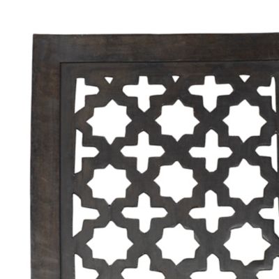 Image showing  Black Wood Handmade Carved Geometric Wall Decor, 20 in. x 1 in. x 72 in.