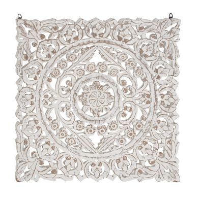 Image showing  White Wood Traditional Flowers Wall Decor, 36 in. x 36 in.