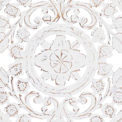Image showing  White Wood Traditional Flowers Wall Decor, 36 in. x 36 in.