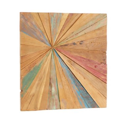 Image showing  Brown Teak Wood Rustic Abstract Wall Decor, 28 in. x 28 in.