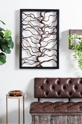 Harper & Willow Black Wood Branch Tree Wall Decor with Black Frame, 24 in. x 36 in.