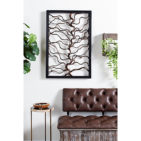 Harper & Willow Black Wood Branch Tree Wall Decor with Black Frame, 24 in. x 2 in. x 36 in.