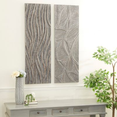 Harper & Willow Wood Abstract Wall Panel, 48 in. x 16 in., White, 2 pc.