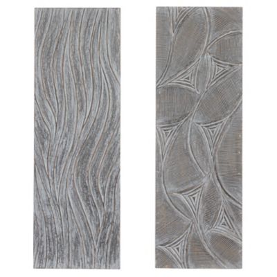Image showing  Wood Abstract Wall Panel, 48 in. x 16 in., White, 2 pc.