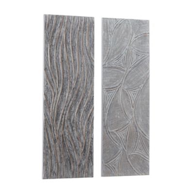 Image showing  Wood Abstract Wall Panel, 48 in. x 16 in., White, 2 pc.