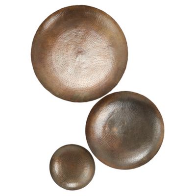 Image showing 1 th Harper & Willow Bronze Metal Glam Abstract Wall Decor, 35 in., 29 in., 17 in., 3 pc.