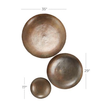 Image showing 5 th Harper & Willow Bronze Metal Glam Abstract Wall Decor, 35 in., 29 in., 17 in., 3 pc.