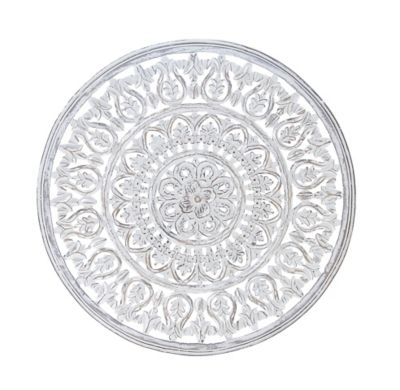 Image showing  White Wood Traditional Flowers Wall Decor, 36 in. x 1 in. x 36 in.