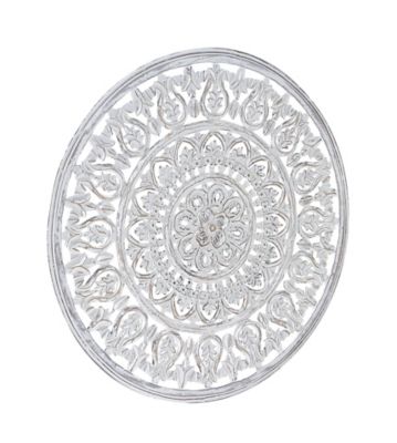 Image showing  White Wood Traditional Flowers Wall Decor, 36 in. x 1 in. x 36 in.