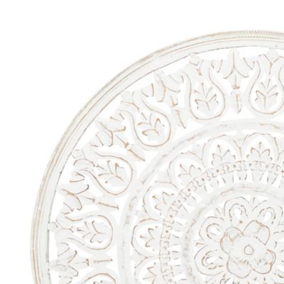 Image showing  White Wood Traditional Flowers Wall Decor, 36 in. x 1 in. x 36 in.