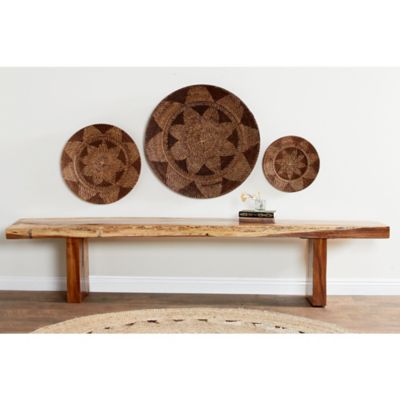 Harper & Willow Brown Rattan Woven Basket Plate Wall Decor, 20 in., 14 in., 28 in., 3 pc.