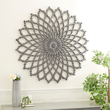 Harper & Willow Gray Wood Cut-Out Starburst Wall Decor, 48 in. x 2 in. x 48 in.