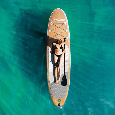 Image showing  10 ft. 6 in. Inflatable Stand-Up Paddle Board with Accessories, Wood Color