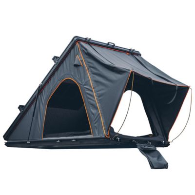 Trustmade 84 in. x 52 in. Scout Plus Triangle Black Hard Shell & Navy Fabric, Roof Rack 2-Person Aluminum Car Rooftop Tent