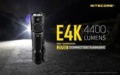 Image showing 9 th Nitecore 4,400-Lumen E4K EDC Flashlight with USB-C Rechargeable Battery