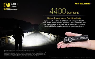 Image showing 10 th Nitecore 4,400-Lumen E4K EDC Flashlight with USB-C Rechargeable Battery