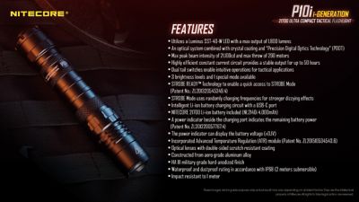 Image showing 14 th Nitecore 1,800-Lumen P10i USB-C Rechargeable Flashlight