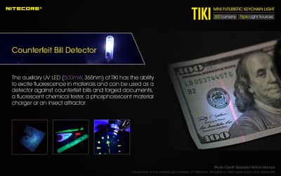 Image showing  TIKI 300-Lumen Rechargeable EDC Keychain Flashlight with UV Light