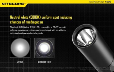 Image showing 7 th Nitecore MT06MD Nichia 219B 2xAAA LED Pen light, Pupil Gauge, FL-NITE-MT06MD-PG