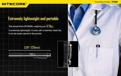 Image showing 8 th Nitecore MT06MD Nichia 219B 2xAAA LED Pen light, Pupil Gauge, FL-NITE-MT06MD-PG