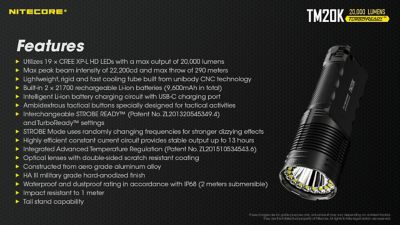 Image showing 15 th Nitecore 20,000-Lumen TM20K Rechargeable Flashlight, Tiny Monster