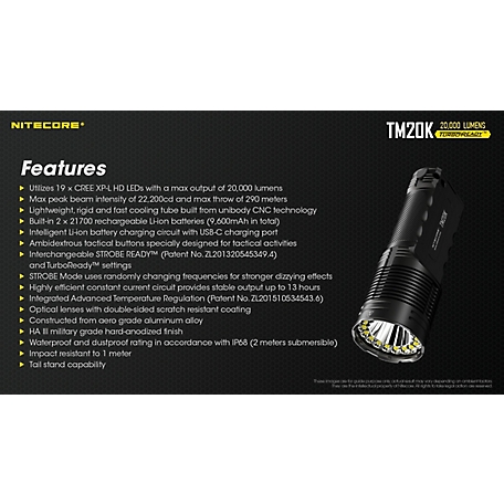 Nitecore TM20K 20,000 Lumen Rechargeable Flashlight