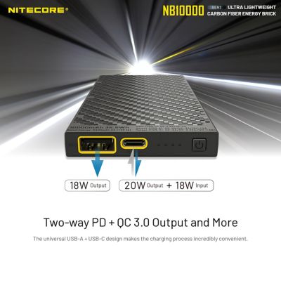 Image showing 8 th Nitecore 10,000 mAh NB10000 Gen 2 USB/USB-C Quick-Charge Power Bank