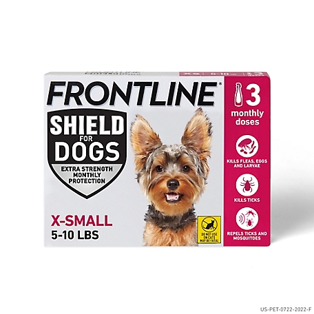 Frontline Shield Flea and Tick Treatment for Extra Small Dogs, 5-10 lb., 3 Doses (3-Month Protection)