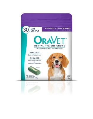 OraVet Dental Chews Dog Treats, Medium, 30 pk. Oravet Dental Hygiene Chews are a perfect aid to my dog's dental care