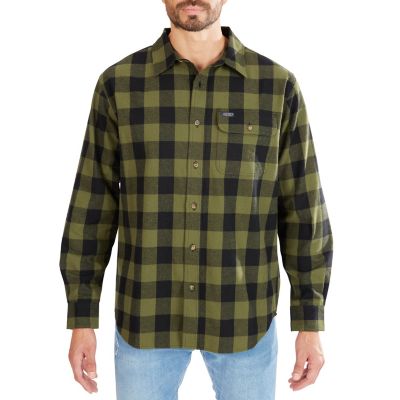 Smith's Workwear Men's Buffalo Plaid 1-Pocket Flannel Button-Up Long-Sleeve Work Shirt, 6 oz. Fabric Size