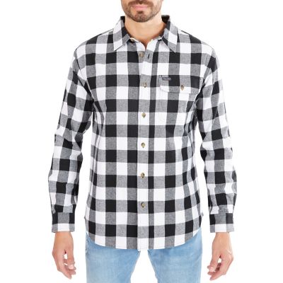 Smith's Workwear Men's Buffalo Plaid 1-Pocket Flannel Button-Up Long-Sleeve Work Shirt, 6 oz. Fabric Size