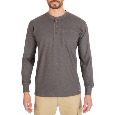 Smith's Workwear Men's Long-Sleeve Henley Shirt with Gusset and
